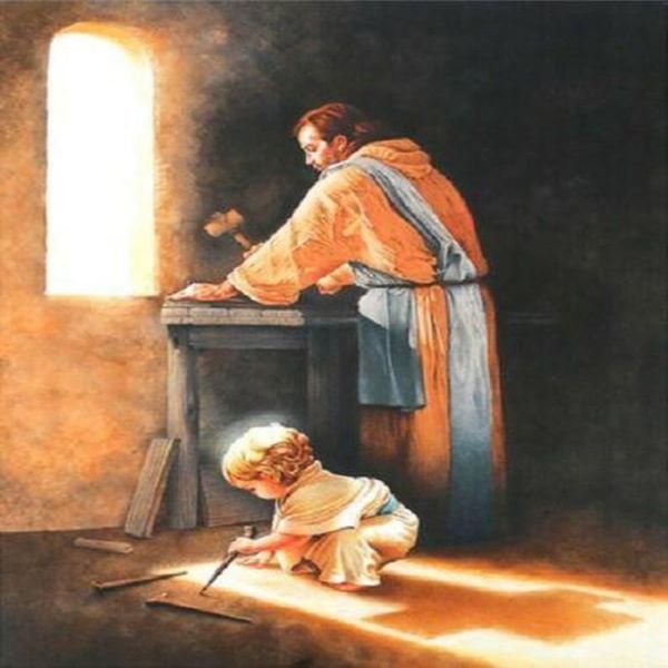 EESTINY Garçon Jésus Ongles Pointes Dans Joseph's Carpenter Shop Décor À La Maison HD Impression Peinture À L'huile Sur Toile Mur Art Toile Pictures257N