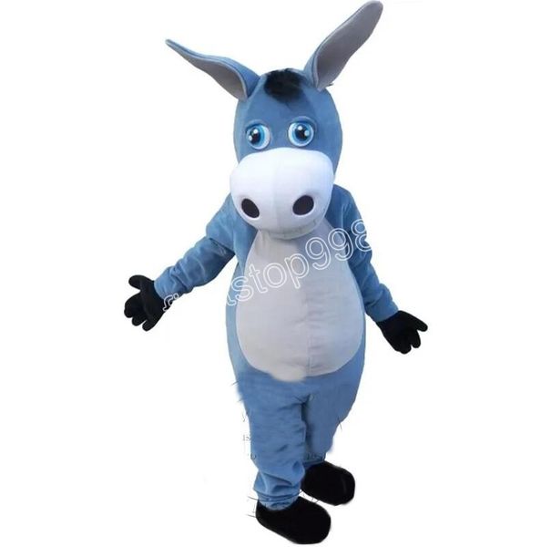 Costume de mascotte d'âne Bourriquet, personnage de dessin animé de haute qualité, taille adulte, fête de noël, tenue de publicité extérieure