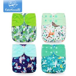 Eezkoala 4 stks Pocket Baby Doek Luier Eco-vriendelijke Snelle Dry Wasbare Luiers Cover Herbruikbare Baby Pocket Nappy Freeshipping 210312