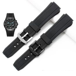 EF552 Bracelet de montre de sport en caoutchouc de Silicone noir pour bracelets de montre Casio EF552D hommes Bracelet fermoir en acier inoxydable 2520mm 240104