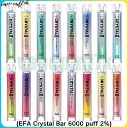 EFA Crystal Bar 600 Puffle jetable E Cigarettes 1,2 ohm Mesh Bobine 2 ml Pod Batterie Rechargeable Cigs Puff électronique 2% Vape Disposable