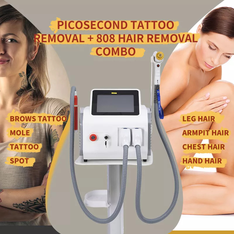 Eficaz Nd Yag Pico Laser Tatuagem Remoção de Pigmento Branqueamento de Pele Máquina de Lavar Sobrancelhas Picosegundo + Diodo Laser 808 Cabelo Remover Salão de Depilação