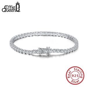Effie Queen 100 Bracelets de tennis en argent sterling 925 pavés de zircone cubique transparente bracelet en or 14 carats bijoux cadeau pour femmes hommes SB61 240105
