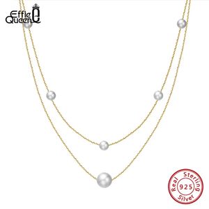 EFFIE QUEEN Collier de perles en argent sterling 925 pour femmes, or 14 carats, perles baroques naturelles, colliers ras du cou, bijoux GPN31 240220