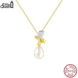 Effie Queen Fashion 925 Sterling Silver Cherry Colgante de agua dulce Natural Collar de perlas para mujeres Joyas de fiesta GPN43 240425