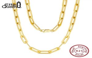 Effie Queen Italian Paperclip Chain Link Collier 925 STERLING Silver 14K Gold 16quot 18quot 22quot pouces Colliers pour WOM2577272