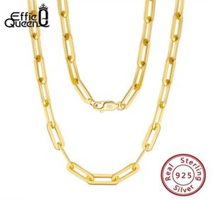 Effie Queen Italian Paperclip Chain Link Collier 925 STERLING Silver 14K Gold 16quot 18quot 22quot pouces Colliers pour WOM3792074