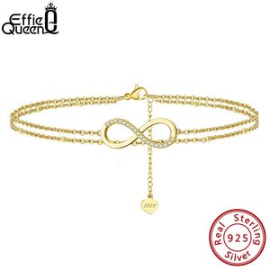 Effie Queen Layered Infinity Satellite Chain Checklet 925 Silver Silver Gold plaqué Simple Foot Foot Bijoux SA16 240408