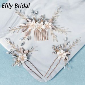 Efily accessoires de cheveux de mariage de mariée 3 pièces/ensemble peignes à cheveux en cristal épingles pour femmes fête mariée casque demoiselle d'honneur cadeau bijoux 240102