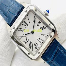 Par exemple, Dumont WSSA0022 WSSA0023 43 38 mm Swiss Quartz Lovers Watch Mens Womens Matchs Watches Arey Case Silver Callers Roman Markers Blue209W 265Z