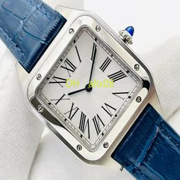 Por ejemplo, Dumont WSSA0022 WSSA0023 43 38 mm Swiss Quartz Lovers Watch Mens Womens Watches Case de acero Dial de plata marcadores romanos Blue209W 3005