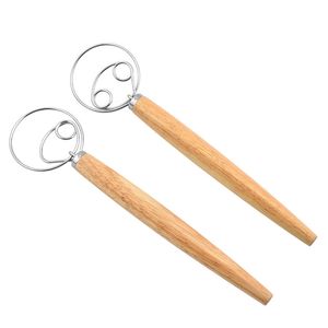 Crème d'oeuf farine en remuant bâton de bobine en acier inoxydable Bobineur de pâte en bois Handle de remontée de boulangerie Assistant de boulangerie LX5279