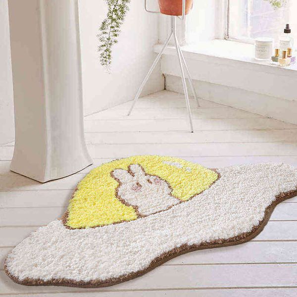 Forma de huevo UFO Mat Nordic Funny Fluffy Baño Alfombra Área Alfombra Cuarto de baño Piso Antideslizante Pad Bathmat Doormat Home Office Decor 211109