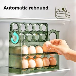 Caja de almacenamiento de huevos, organizador para refrigerador, contenedores de alimentos, estuche protector, dispensador de bandeja, cajas de cocina 240125