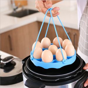 Outils à œufs 9 trous Support à vapeur en silicone avec poignée Autocuiseur anti-brûlure Compatible Support à vapeur à œufs Fournitures de cuisine 230831