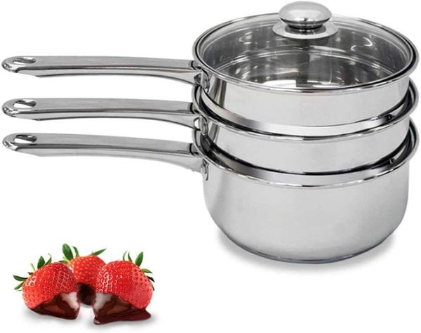 Outils à oeufs Chaudière Pots à vapeur pour chocolat et fondue Pot de fusion Fabrication de bougies Cuiseur vapeur en acier inoxydable avec couvercle en verre trempé fo 230922