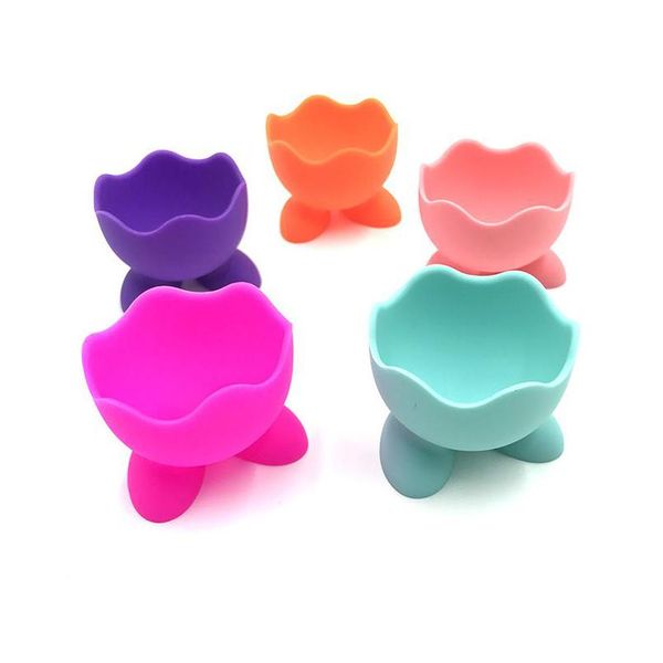 Outils d'oeufs Porte-gobelets Sile Petit-déjeuner Bouillant Beauty Blender Titulaire Rack Oeufs Outil Coloré Coupes de service souples 20220901 E3 Drop Deliver Dhuqo