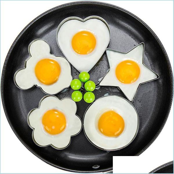 Oeuf Outils En Acier Inoxydable 5 Styles Oeuf Frit Pancake Shaper Omelette Moule Mod Friture Outils De Cuisine Accessoires De Cuisine Gadget Anneaux D Dhcyl