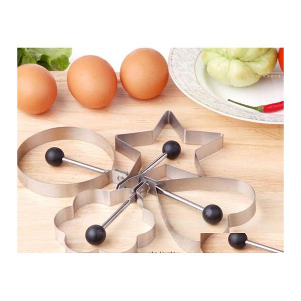 Herramientas de huevo Engrosamiento Molde de acero inoxidable Estrella de cinco puntas Amor en forma de corazón Frito Mod Cocina Gadget práctico Diy 1Cj J2 Drop Del Otwq8