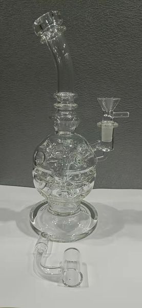 Verre à narguilé de type oeuf, recycleur de perc suisse, conduite d'eau, filtre de pommeau de douche pour plate-forme de forage pétrolier, pleine hauteur 9,5 pouces, cadeau: bol en quartz + bol en corne