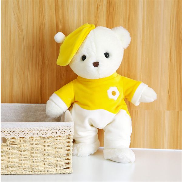 Ours jaune d'oeuf en peluche ours en peluche mignon poupée enfant confort oreiller