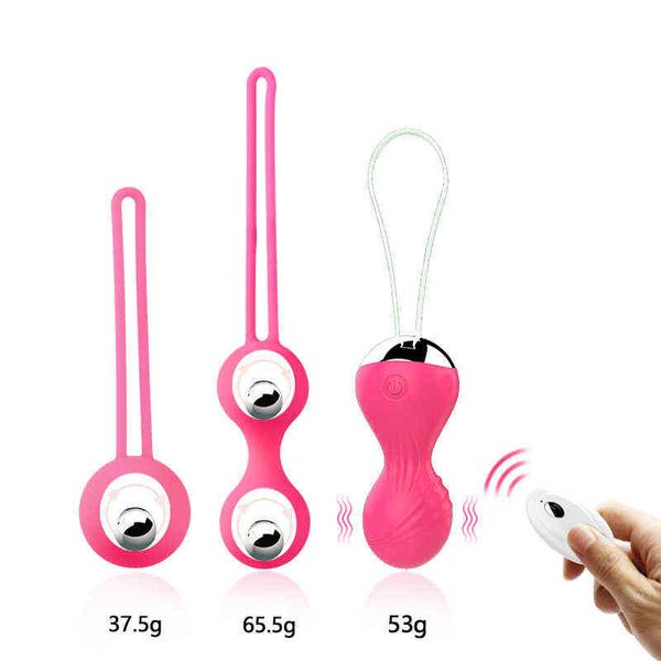 Oeufs Kegel Balls Oeuf Vibrant Vibrateur Sex Toys Pour Femme Télécommande Vaginal Exercice Serré Ben Wa Geisha Muscle Shrink 1124