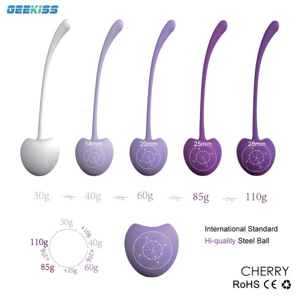 EggsBullets 5PCS Kegel Esercizio Palle vaginali per donne Geisha Ball Muscoli del pavimento pelvico Rafforzamento Trainer Massaggio Shrink Cherry Sex Toys 230804