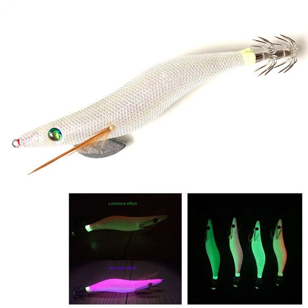 EGI Squid gabarit de pêche de pêche lumineux 3 5 Appâts de crevettes en bois pour prédateur Octopus Moidlefisf Migs aiguilles à crochet Sucking Lure 231221