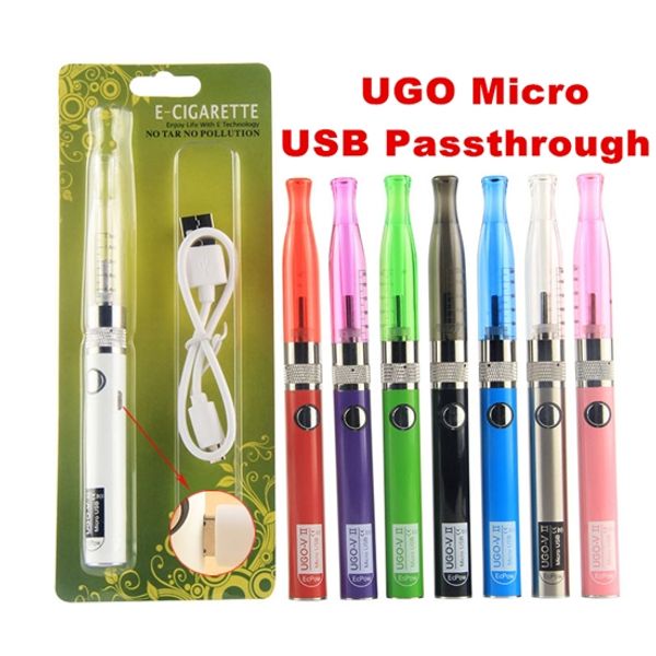 eGo T H2 Atomizador Cigarrillo electrónico Blister EVOD Starter Kit UGO V II GS H2 Micro USB Passthrough eCigs Vaporizador Pen 650 900mAh