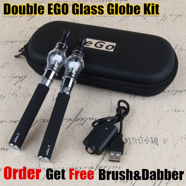 Double eGo Globe Globo Dry Herb Vaporizer Kit 650mAh 900mAh 1100mAh Batería Ego-T Kits de inicio DAB WAX Vapes