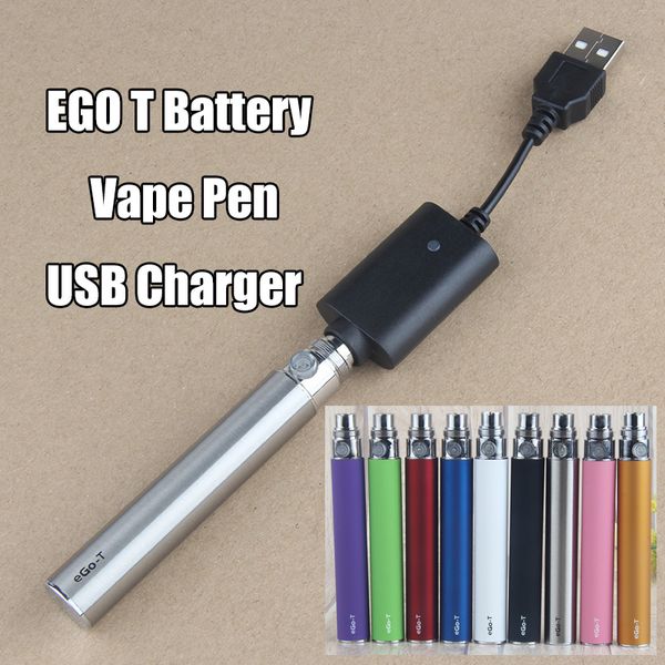EGO T EGO-T Evod Vape Pen Batterie Cigarette Électronique Chargeur USB pour 510 fil eCig Vaporisateur CE6 CE4 H2 Cire Verre Globe Réservoir