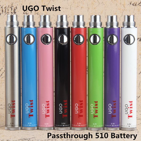 Vision eVod Twist VV Voltaje variable E Cig 510 Vape Batería 650 900mAh eGo C UGO Spin con cables de cargador de paso micro USB