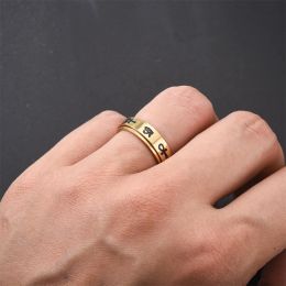 Anillos egipcios Ankh Ojo de Horus Color dorado 14k oro amarillo ansiedad Fidget Spinner anillos para Mujeres Hombres joyería antiestrés