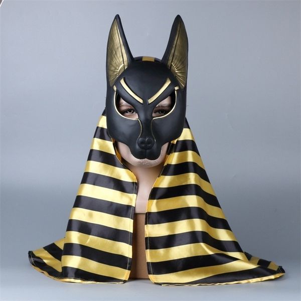 Égyptien Anubis Cosplay masque facial tête de loup chacal Animal mascarade accessoires fête Halloween bal costumé