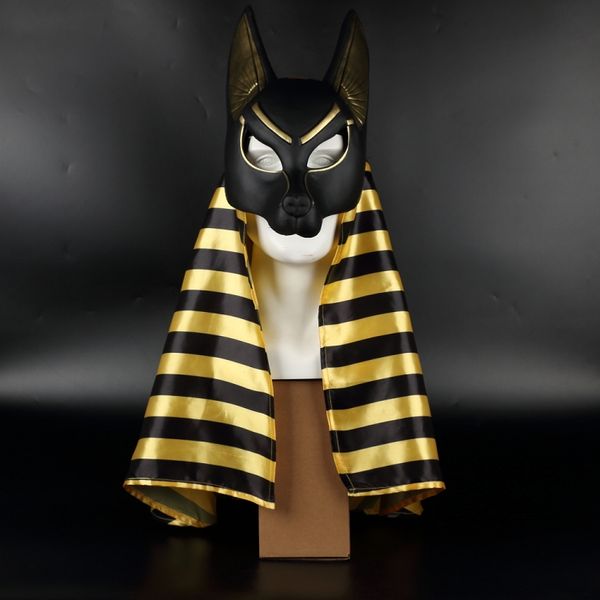 Égyptien Anubis Face Mask Pvc Wolf Head Helme Costume Party Propre