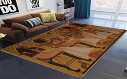 Cultura egipcia Carpetas grandes para sala de estar Vintage Nordic Ettnic Style Floor Mat Nonslip Lavable Alfombra dormitorio al lado de Mat Y20059177045