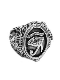 Eyptian Eye of Horus ra udjat amulet anneau anneau en acier inoxydable Egypte Pharaoh King Motor Biker Mens Women Ring Whol1614752