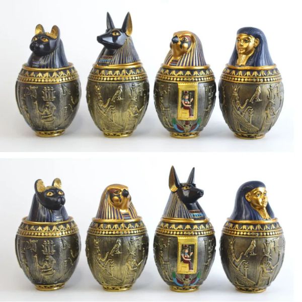 Egyptien PET urn canopic chat commémoratif Funérailles Supplies Cat Dog Cremation Urn For Ashes Pet Memorial Coffin Box Home Decoration 240515