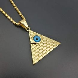 Pyramide égyptien Eye Eye Of Providence Colliers Pendants Men Femmes 14K Collier d'or en or Egypte bijoux