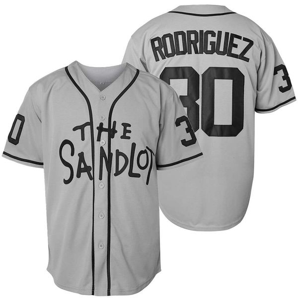 EH6S Polos masculins The Sandlot Benny Rodriguez Baseball Jersey Movie Sports Shirt Grey White Bleu