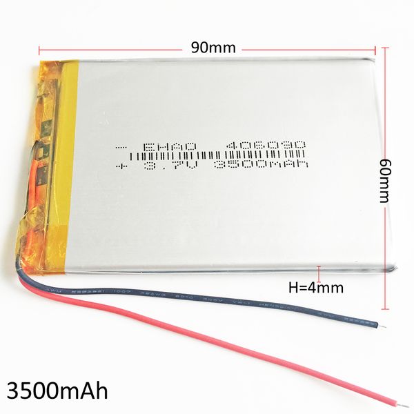 EHAO 406090 3,7 V 3500 mAh batería recargable li-po de polímero de litio para DVD PAD teléfono móvil GPS banco de energía Cámara E-books recodificador TV box