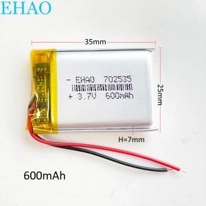 EHAO 702535 3.7V 600mAh Lithium Polymer Lipo Batterie rechargeable pour MP3 GPS enregistrement stylo Bluetooth Headphone Smart Watch