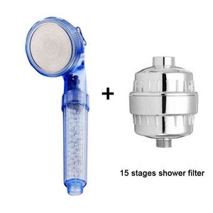 EHEH nieuwe aankomst 3 functie ronde spa douchekop hoge drukbesparende water badkamer anion filter douche nozzle + douchefilter H1209