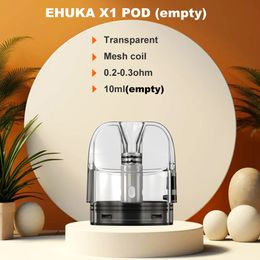 Ehuka Nuevo Original de doble uso Shisha X1 60W Capa reemplazable Accesorios electrónicos de Hookah Accesorios X1 Pod 0.2 0.3ohm Mole de malla 10 ml Capacidad Vacencia Visible Transparente Visible