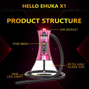 Ehuka Original à double usage E Cigarette E Cigarette x1 60W Kit Vape Arab Shisha Electronic Hookah Pod Pod Disposy Vapes