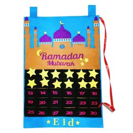 Eid Calendar Ramadan Countdown-kalender met 30 herbruikbare sterren voor kinderen Moslim Party Decor Supplies