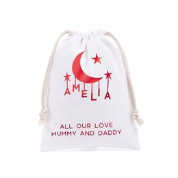 Bolsas de Eid Mubarak personalizadas para decoración de Ramadán, bolsa de regalo para fiesta de Eid Mubarak, bolsas de regalo con cordón de lona con nombre personalizado, 7914 #