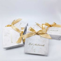 Eid Mubarak Candy Box Set Marmeren Papier Geschenkzak Party Favor Geschenkdoos, Moslim Islamitische Feestartikelen 211108