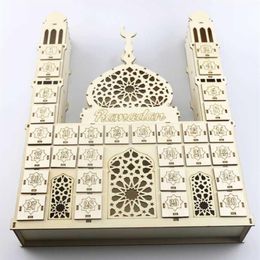 Eid Mubarak Compte à Rebours Calendrier DIY Ramadan Ornements Tiroir En Bois Décor De Fête 210610273F