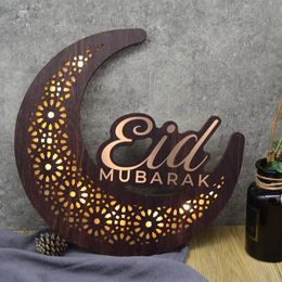 Eid Mubarak Décoration pour la maison Mur Wood Moon Lantern Islamic Muslim Déco Ramadan Eid al-Fitr Novely Eid al-Adha Gift 240403